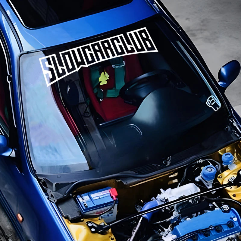 StatikCulture™ Slow Car Club Window Decal. Reflective JDM Street Sticker for Cars, Trucks & Night Builds